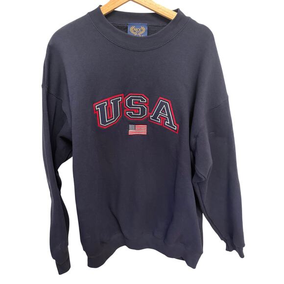 Vintage‎ NCC Gold USA Embroidered Sweatshirt Navy Mens Large Oversized Fit - Picture 1 of 5